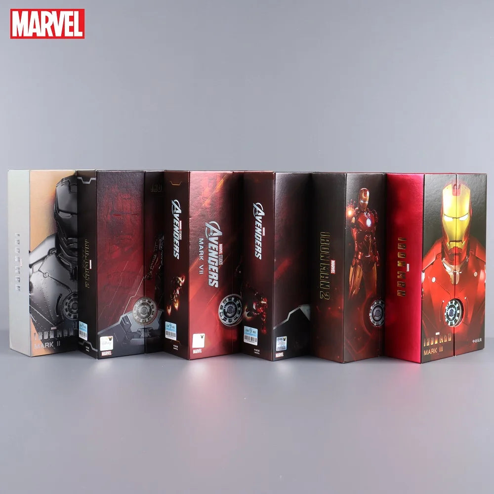 ZD Toys LED Light Iron Man MK1 MK2 MK3 MK4 MK5 MK6 MK7 MK43 MK50 7" Movie Action Figure Tony Stark Legends Toys