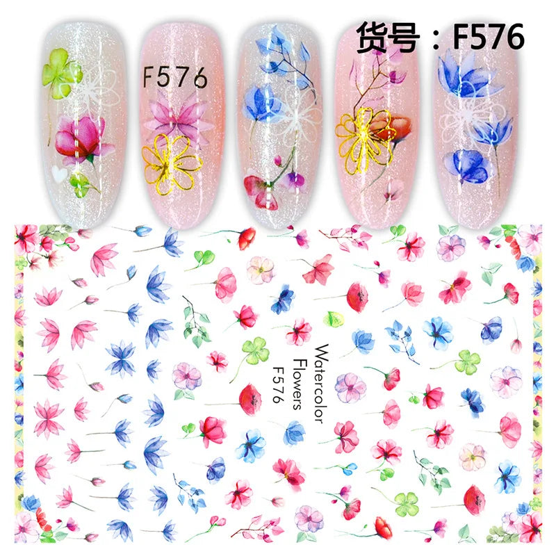 3D Dandelion Peach Blossom Maple Leaf Nail Sticker Nail Art Decoration Color Flower Nail Decal Nail Art Supplies Nail Parts
