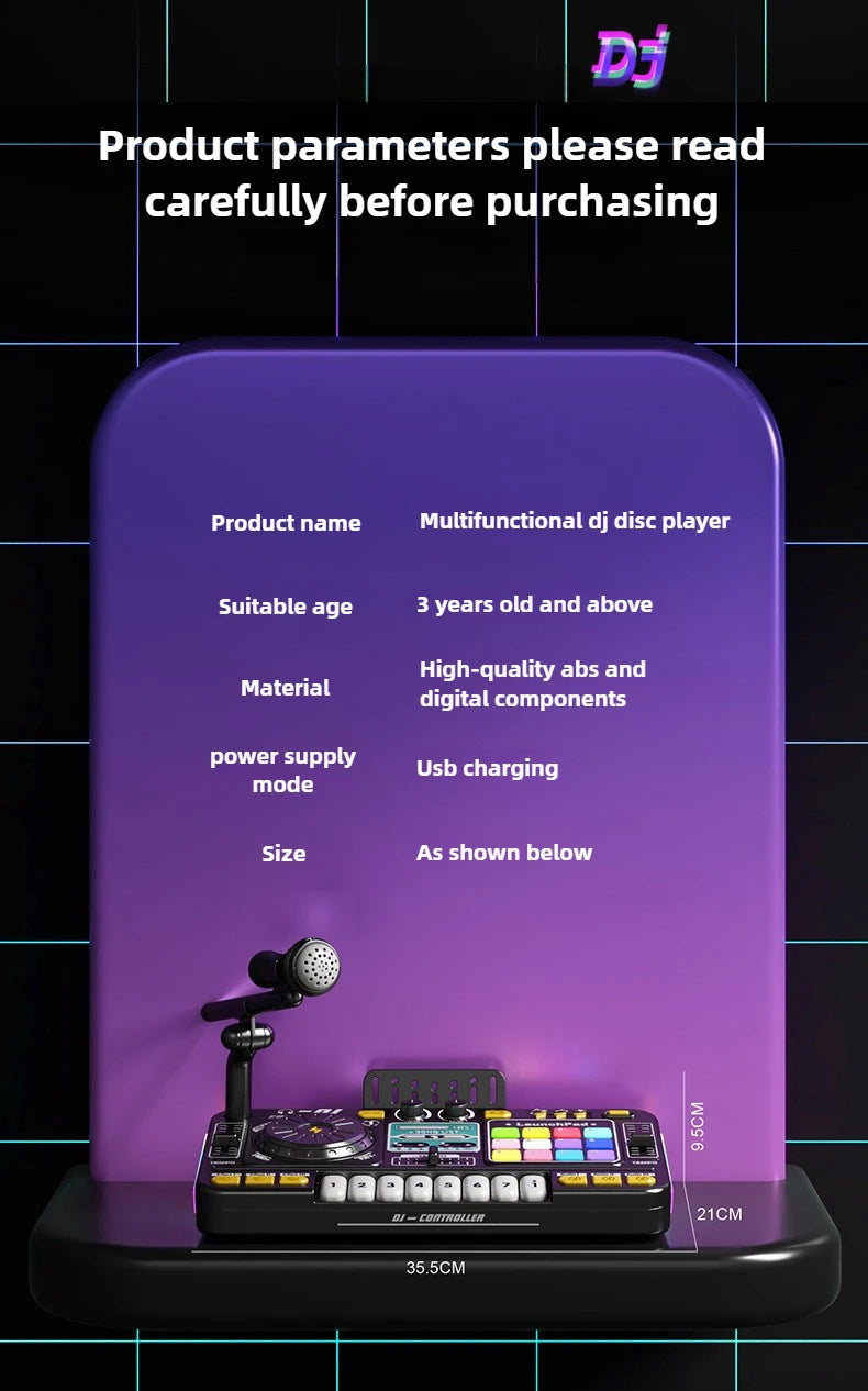 Kids Simulation DJ Mixer Controller Toys Multifunctional Music Effects Electronic Piano Keyboard Learning Birthday Gift Boy Girl