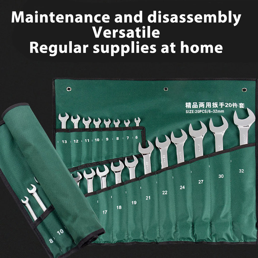 20Pcs Dual-head Combination Wrench Set Metric CRV Steel Spanner Chrome Plated Dual Wrenches Hand Tool 6-32mm