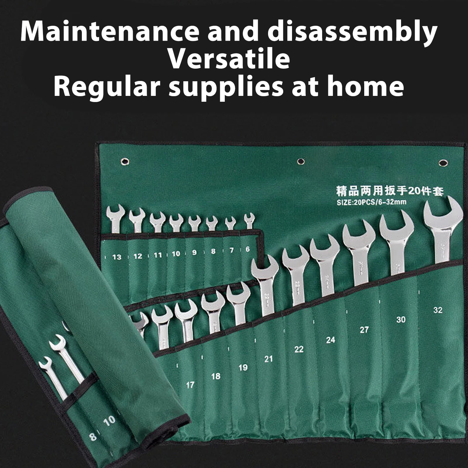 20Pcs Dual-head Combination Wrench Set Metric CRV Steel Spanner Chrome Plated Dual Wrenches Hand Tool 6-32mm