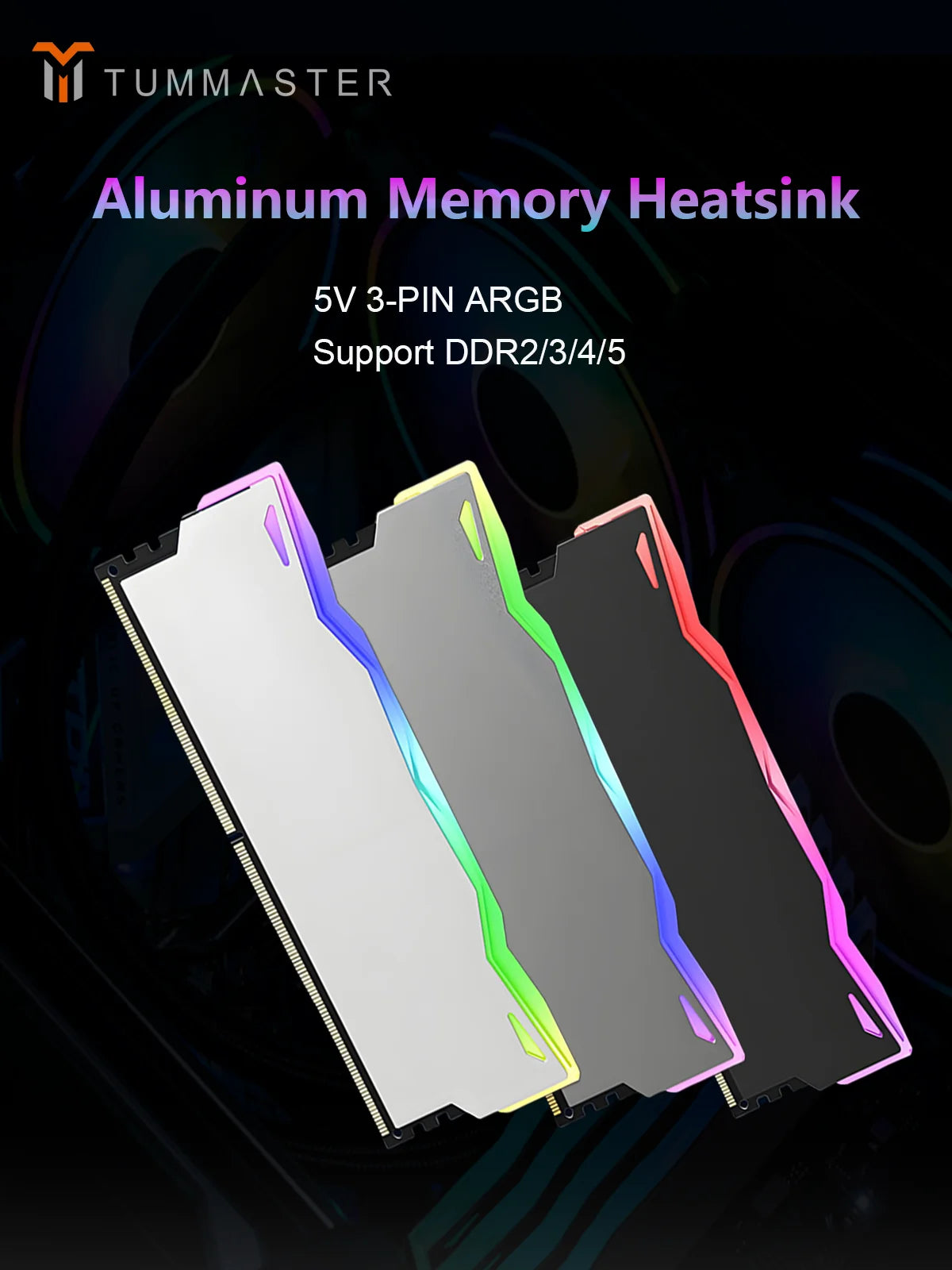 TUMMASTER  PC Memory Heatsink RAM Cooling Vest 5V 3-PIN ARGB for Desktop Computer Memory DDR3 DDR4 DDR5 DDR2