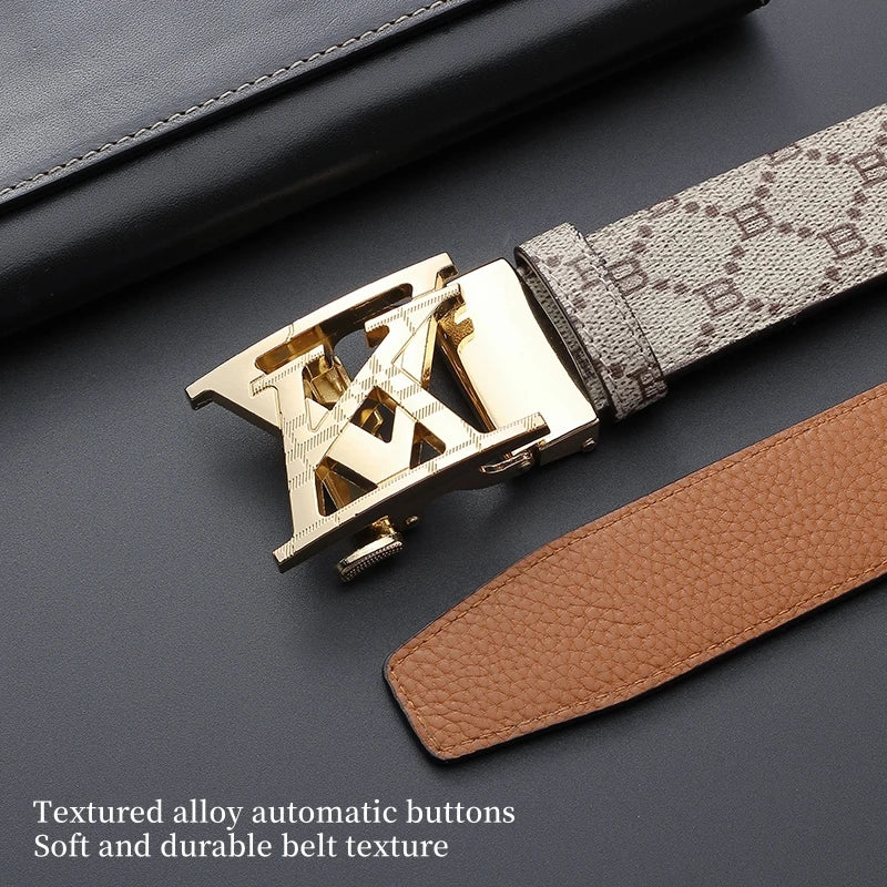 Men's Belt Luxury Design Automatic Buckle Waist Belt Fashion Letter Printed Belt Business Casual Belt For Men Jeans