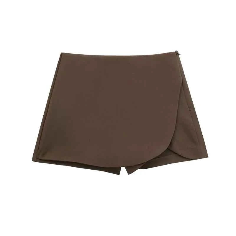 MUJER 2025 Asymmetric Skort For Women Pink Black Mini Skirt Shorts Woman Fashion High Waist Short Skirts Summer Casual Shorts