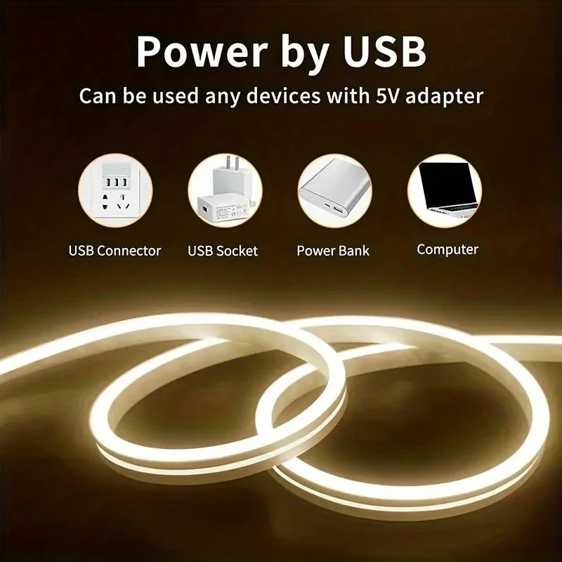LED Strip Neon Light USB DC 5V Dimmable Touch Sensor Switch Flexible Silicone Neon Sign Tape Waterproof For Outdoor Room Decor