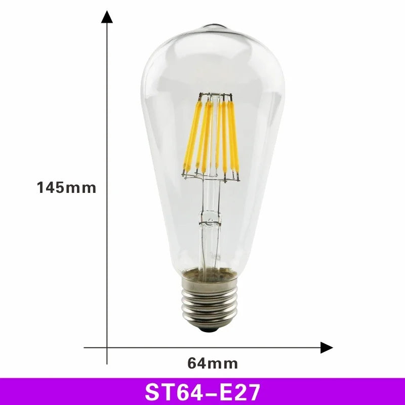 LED Retro Edison Bulb E14 E27 AC 220V 2W 4W 6W 8W Vintage Glass Lamp C35 G45 A60 ST64 G80 G95 G125 Led Filament Light Home Decor