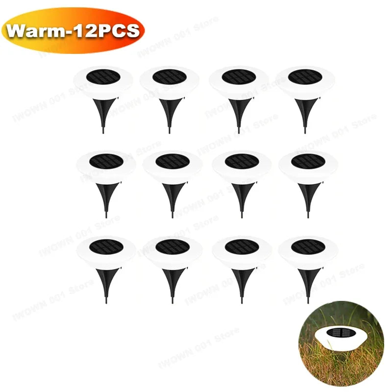 Waterproof Solar Garden Lights Outdoor Use Landscape Lighting for Driveway Lawn Walkway Base Light Solar Powered Garden Decor