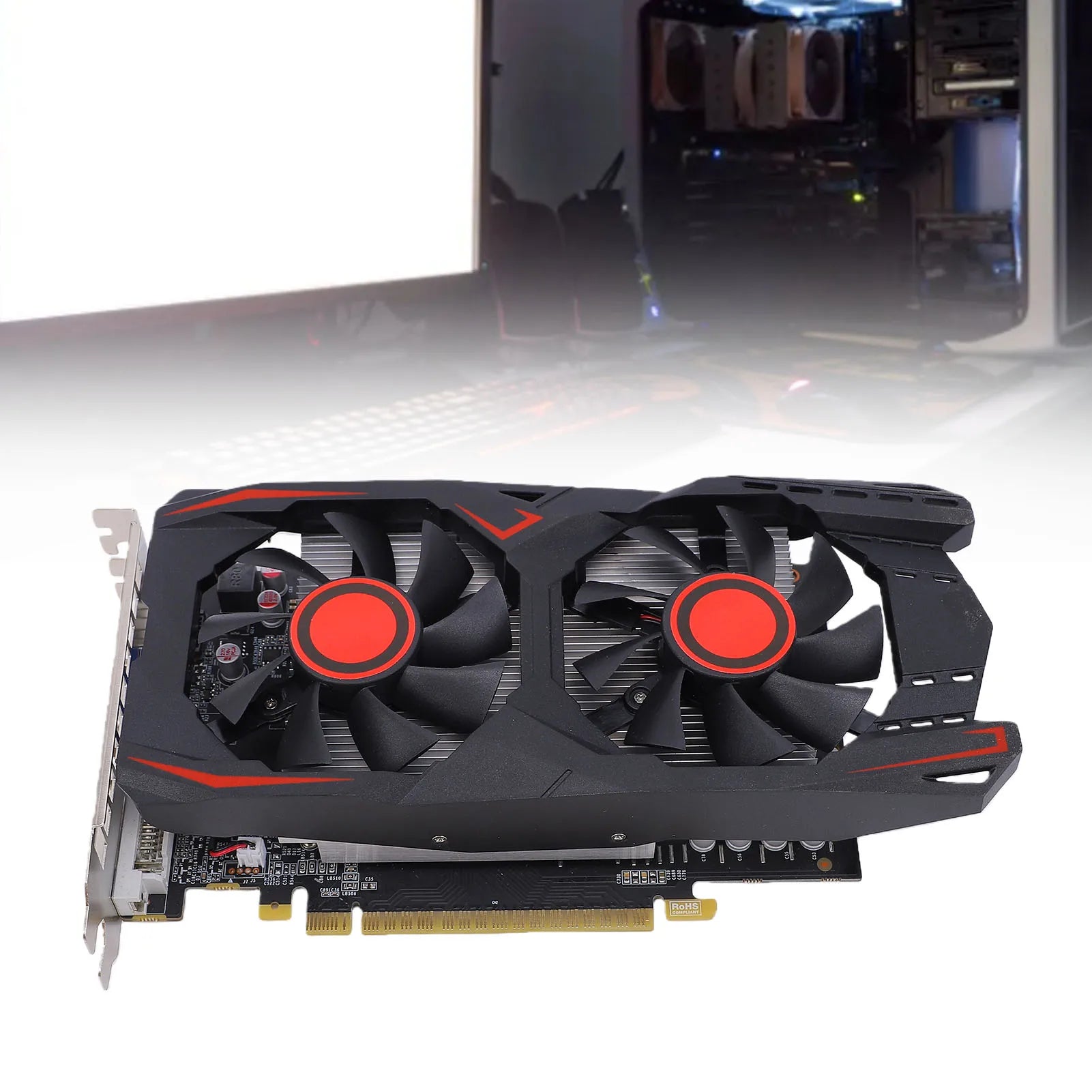 Graphics Card 6GB GDDR5 192BIT Double Fan PCIE 2.0 16X Slot Supports DVI VGA HD Multimedia Interface Gaming Video Card