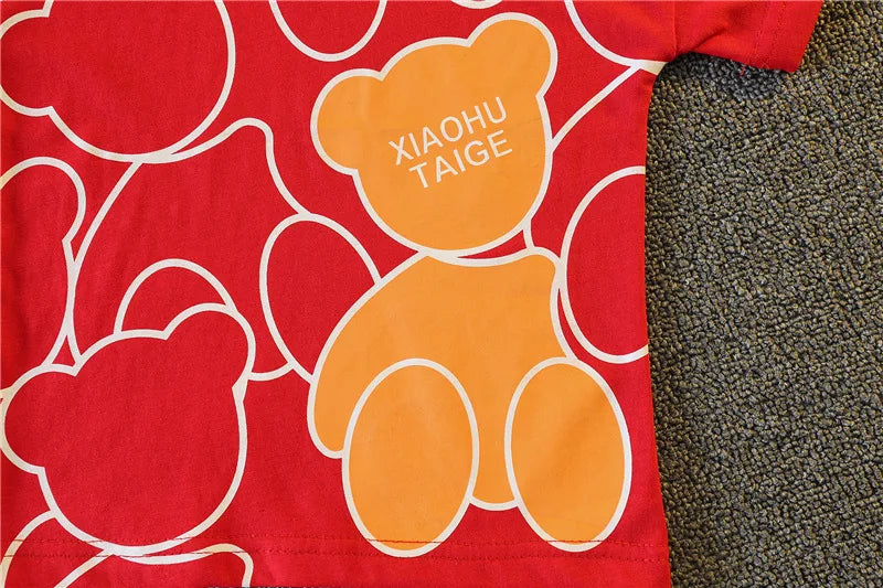 New Summer Baby Boys Clothing Set Cartoon Bear Short Sleeve T-Shirt Shorts 2Pcs Suit For 1-5 Years Kids Children Fashion Outfit