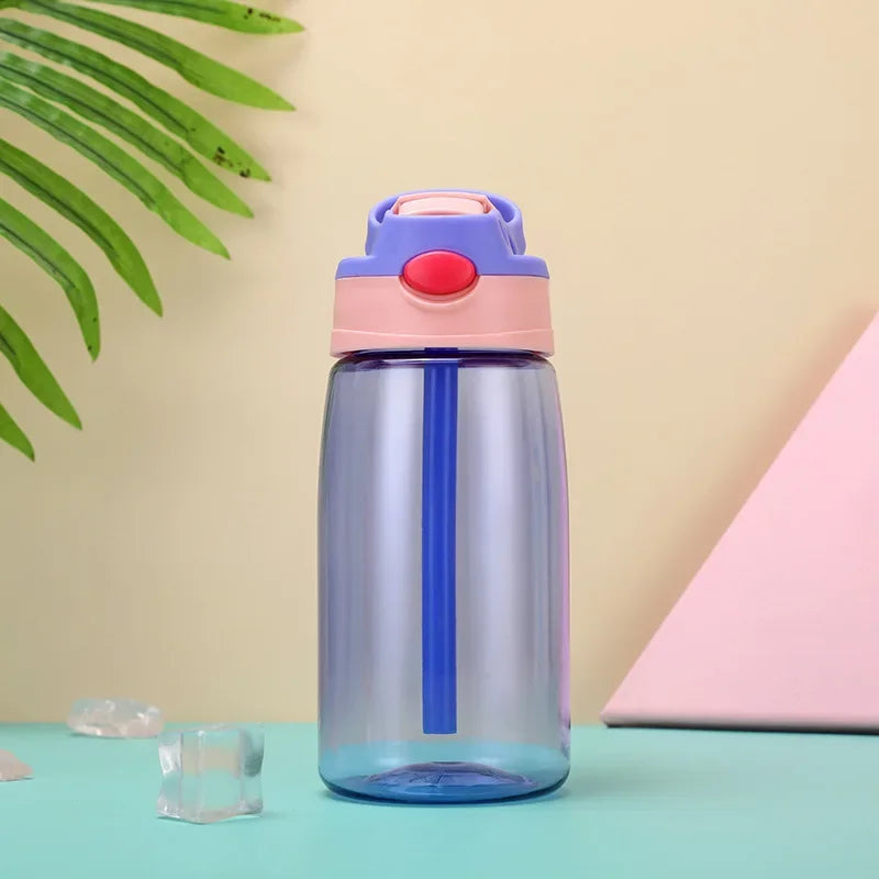 480ml Water Bottle with Straw Kids Girls Portable Travel Bottles Cup Gym Sports Fitness Summer Cold Water Juice Drinking Bottle