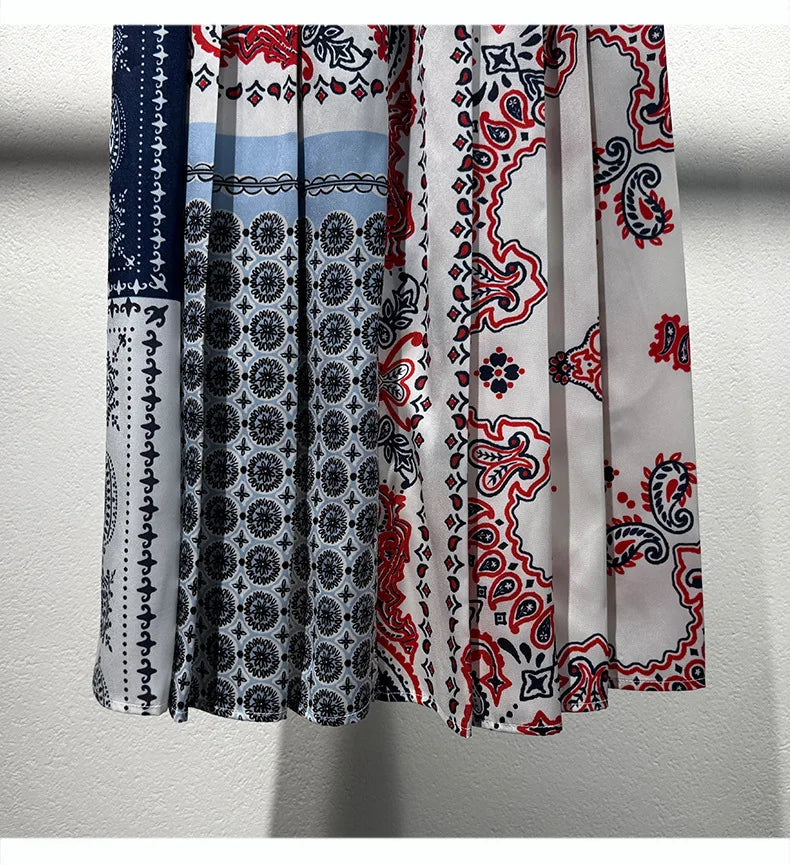 2025 Early Autumn New Design Limited Edition Color-Plaid Retro Print A-line Long Dress Loose Half-Length Skirt Women
