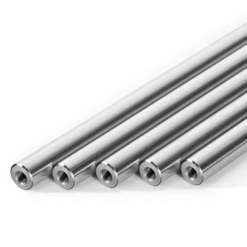 2PCS linear shaft Length100-1000mm OD8/10/12/16/20/25mm with two ends of M4/M5/M6/M8 thread hole depth of 8-16mm Chromed Harden