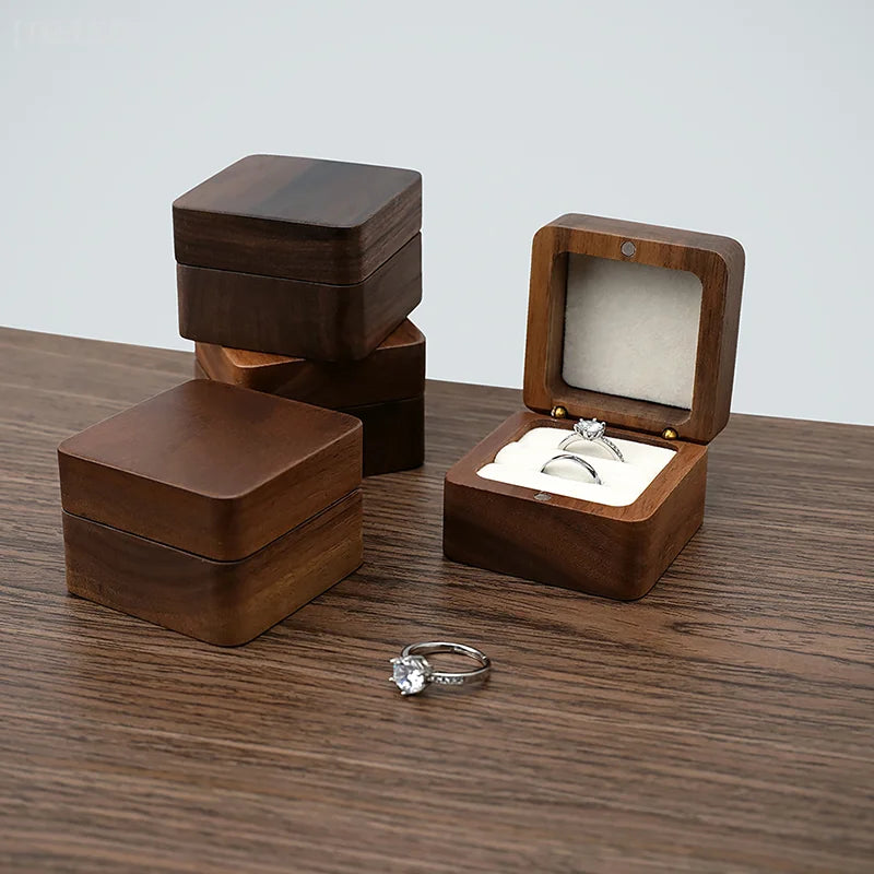 Multi-Layer Jewelry Organizer Box, Wooden Wedding Ring Case With Earring Storage & Gift Packaging