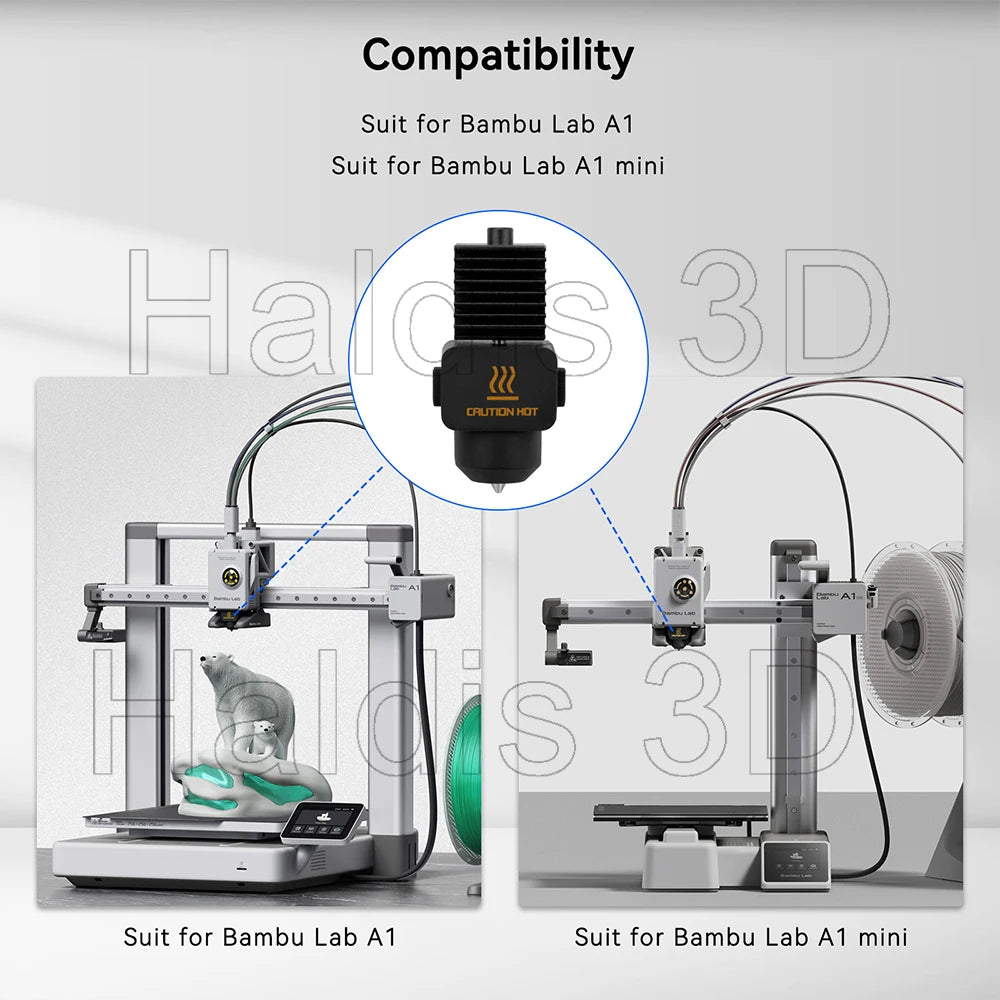 Hotend Kit For Bambu Lab A1/A1 Mini 0.2/0.4/0.6/0.8mm Fast Speed Hardened Steel Nozzle Hot End Assembly For A2L Replacement Part
