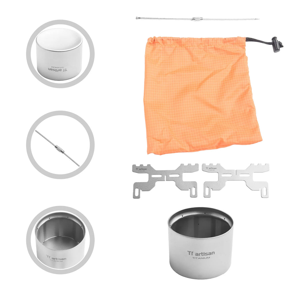70ml Camping Titanium Alcohol Stove Lightweight Liquid For Furnace Titanium Alcohol Stove Outdoor Camping Accessories