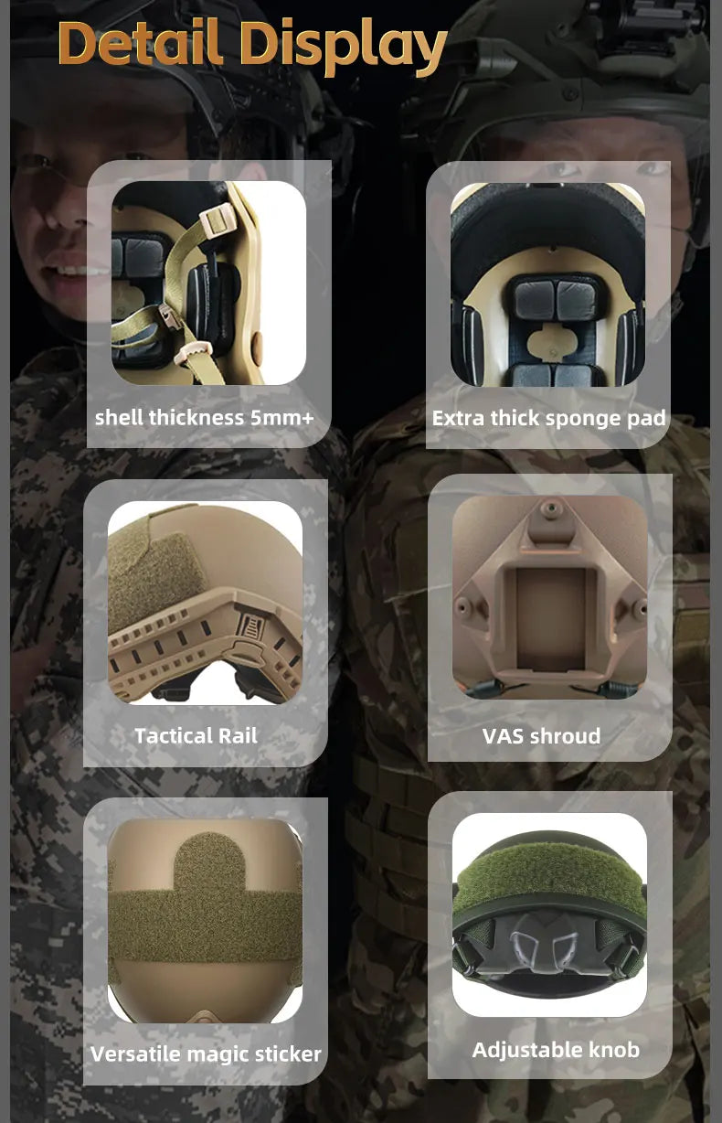 FAST Tactical Protective Helmet Airsoft MH Helmet ABS New Thickened Outdoor PJ Air Gun Shooting CS Protective Equipment