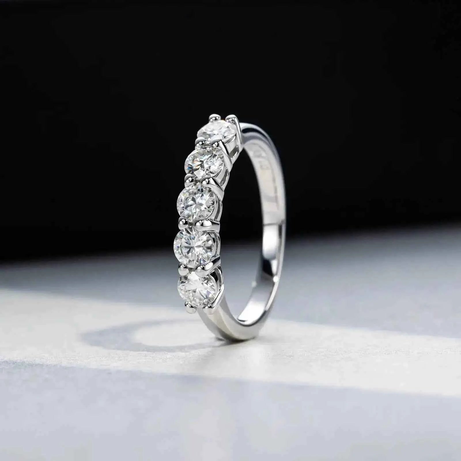 SG White Gold D Color 4mm Moissanite Ring For Women 925 Silver 1.5CT Stone Match Dia Wedding Band Bride S Sterling Sier