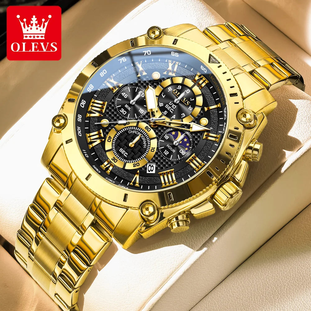OLEVS Watches Man 3689 Multifunctional Sports Quartz Watch 30m Waterproof Luminous Date Mens Watch Original Business Brand