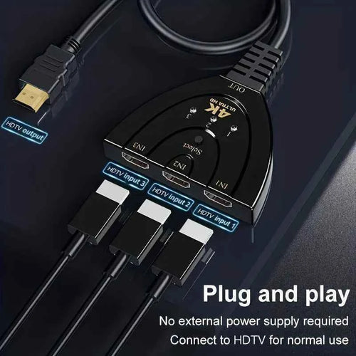 4K*2K 3 Port HDTV-compatible Switch 4K 3D VIdeo Switcher KVM Splitter 3 Input 1 Output Port Hub for Xbox PS4 DVD PC Laptop TV