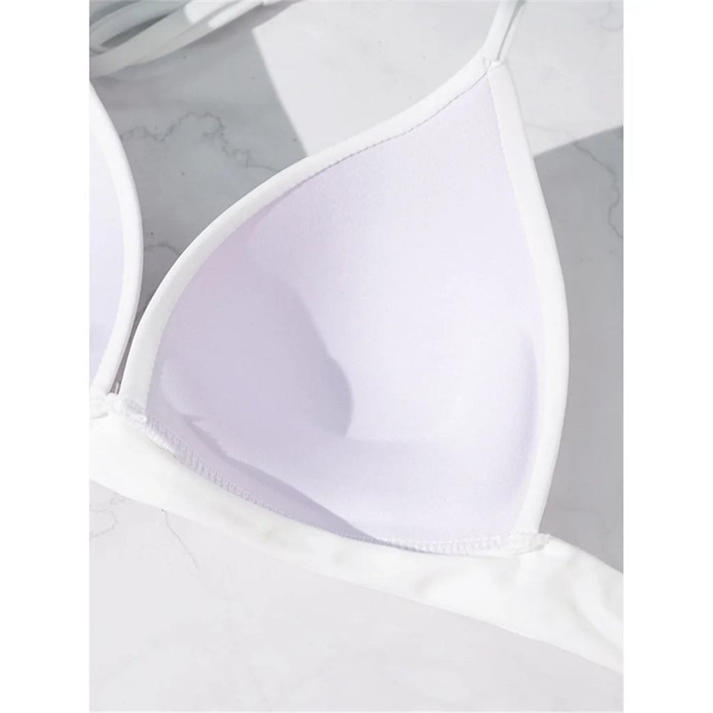 XS - XL New Sexy Push Up Bra Cup Halter Bikini Top Female Swimsuit Women Swimwear Bather Bathing Suit Swim Solid Beach Top V7019