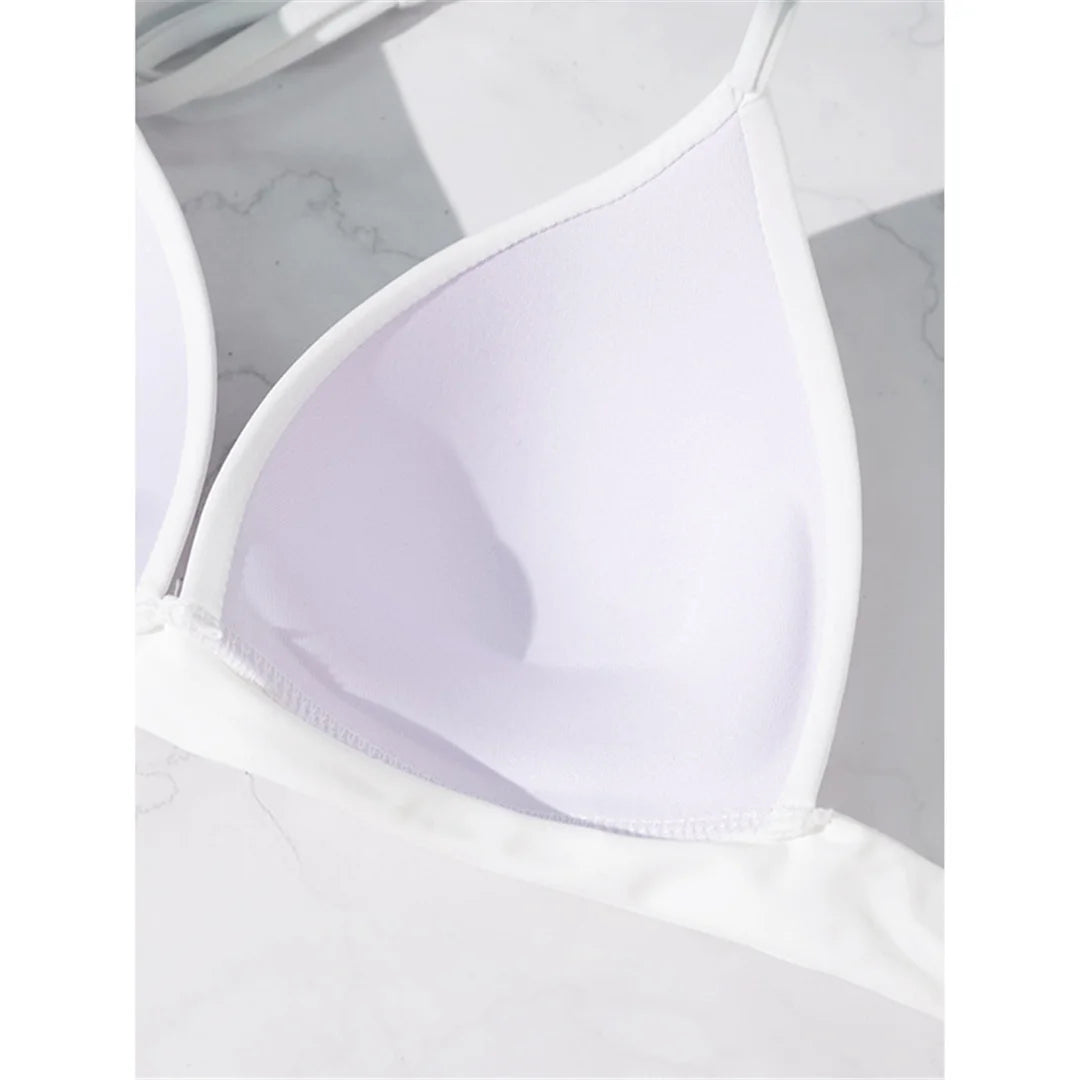 XS - XL New Sexy Push Up Bra Cup Halter Bikini Top Female Swimsuit Women Swimwear Bather Bathing Suit Swim Solid Beach Top V7019
