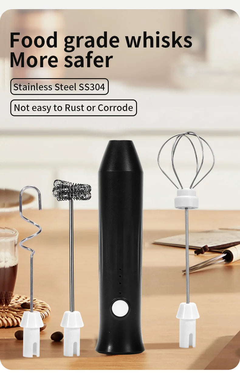 Wireless Milk Frothers  Electric USB Recharge 3 Speeds Handheld Blender Small Coffee Foam Maker Whisk For Coffee Kitchen Tools