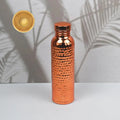 800ML Electroplated Copper Water Bottle One-Click Open Lid Anti-Slip Hammer Pattern Bottle Sports Water Bottle▪