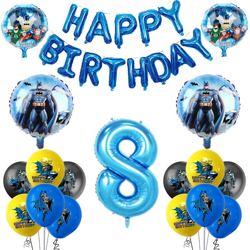 Party Tableware The Dark Hero Cartoon Boys Balloons Birthday Party Decoration Plate Cup Napkins Balloons Baby Shower Supplies