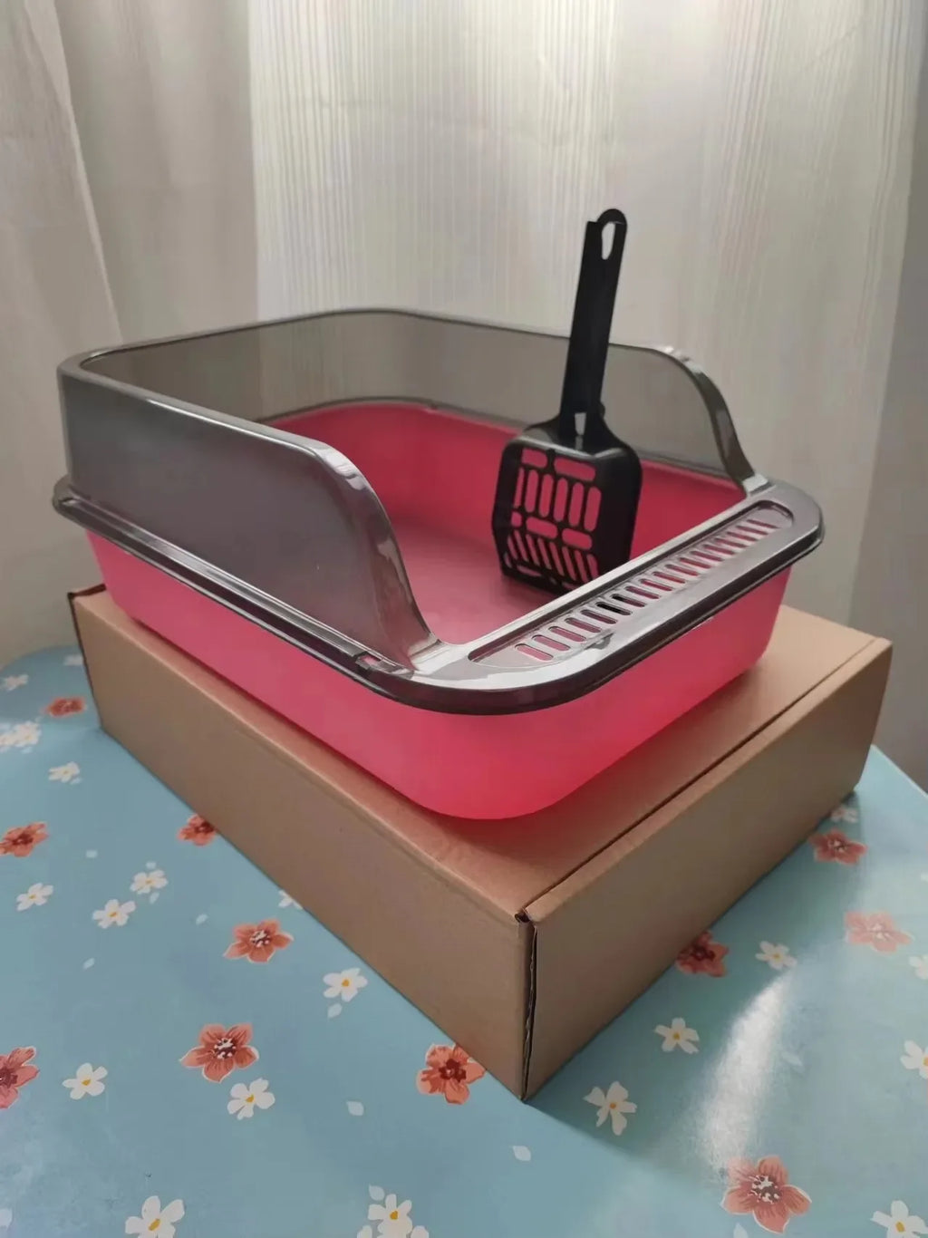 Open Top Cat Litter Box Bedpan Splashproof with High Side Kitten Litter Pan Kitten Toilet for Small Pets Rabbit Indoor Cats Pet
