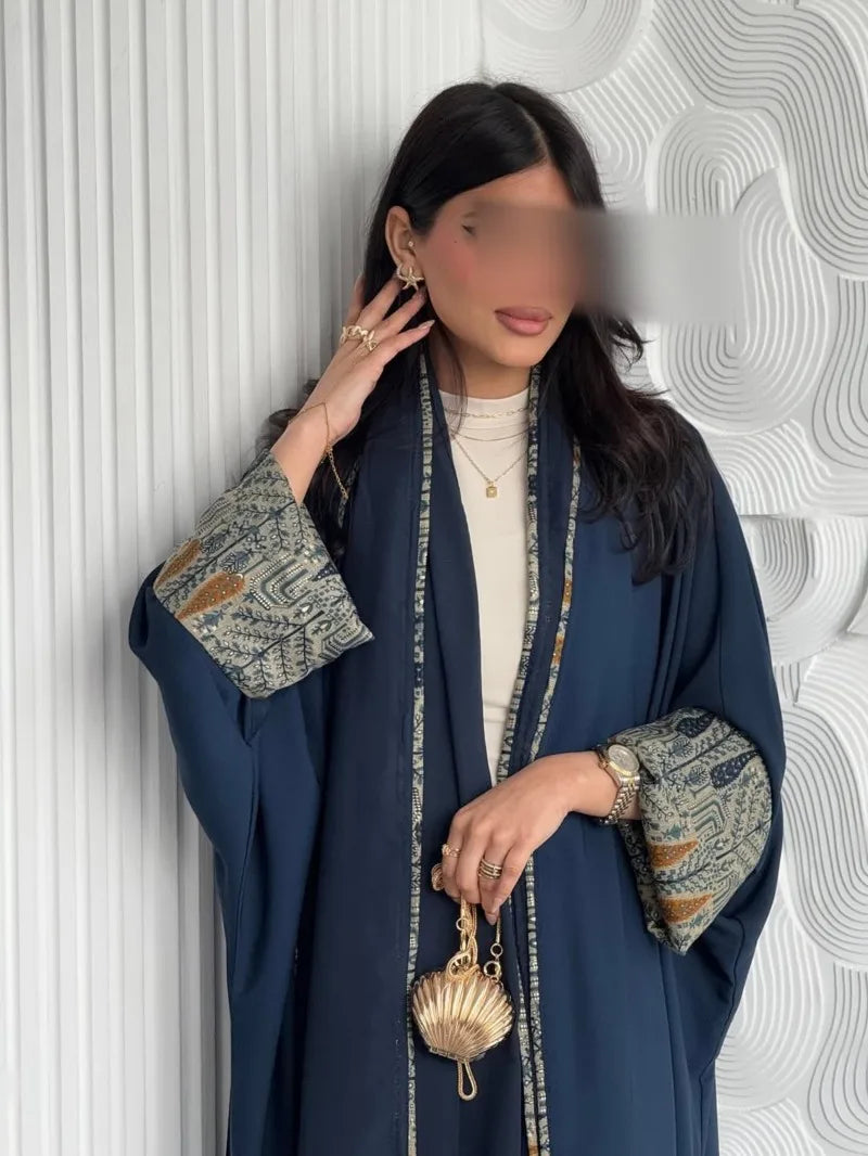 Middle Eastern Muslim Women Abayas +Hajib 2pcs Islamic Kaftans Casual Maxi Dresses Arabian Jilbabs Full Sleeve Open Front Abaya