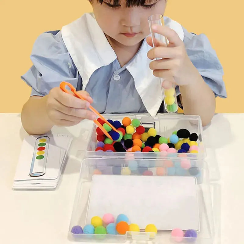 Color Sorting Toy Rainbow Plush Ball Matching Set Preschool Math Counting Kids Educational Stacking Matching Games