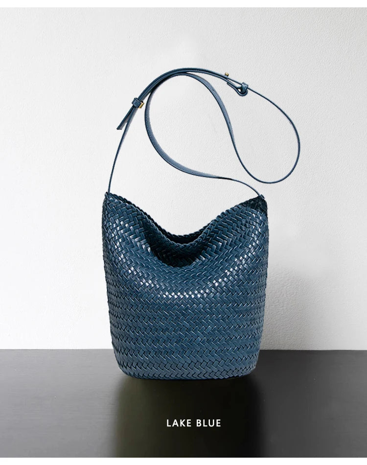 Luxury Woman Handbag New High End Hand-Woven Genuine Leather Women's Bag Large Capacity Shoulder Tote Bag Underarm Bag Bucket Ba