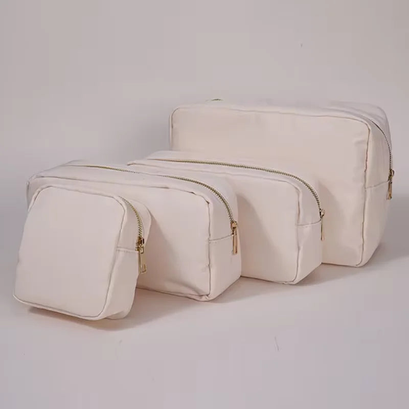 Stock Multi Colors Nylon Pouch Large Cosmetic Bag Zipper Toiletries Organizer Bag For Women Girls Gift Makeup Pouch