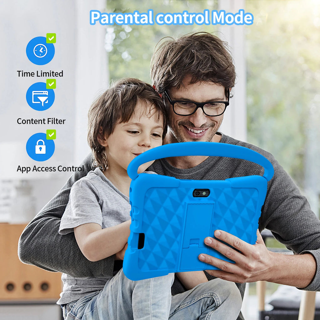 7 Inch Kid Tablet Android 13 Quad Core 4GB RAM 64GB ROM 4000mAh WiFi Bluetooth Children's Gift Kids Software with Silicone Case