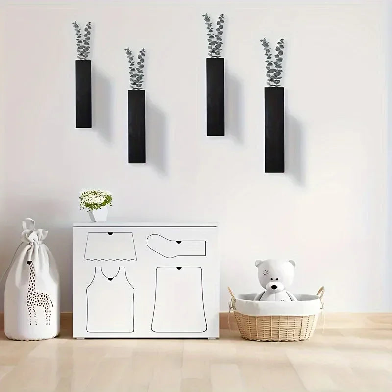 Rustic Wooden Wall-Mounted Vase, Wooden Wall Decor for Indoor Plants, Living Room Hanging Vases, Bathroom Wall Decor