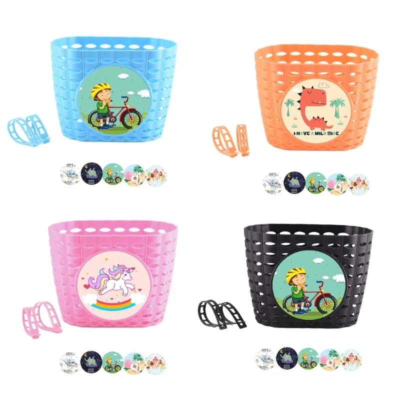 Kids Bike Basket for Boy Girl Front Bicylcles Handlebars Waterproof Basket with Fastens Strap Teen Small Bike Basket