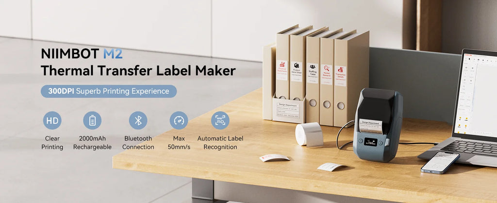 300DPI NIIMBOT M2 Portable Thermal Transfer Label Printer Bluetooth Multi-function Sticker Maker Machine for Office Clothes Tag