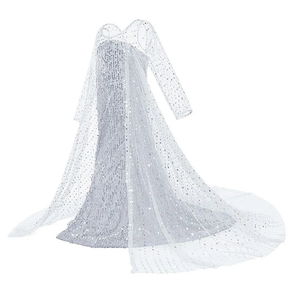 Girl Princess Cinderella Dress Elsa Anna Mermaid Jasmine Belle Snow White Costume Girls Birthday Party Halloween Dress 2-10 Year
