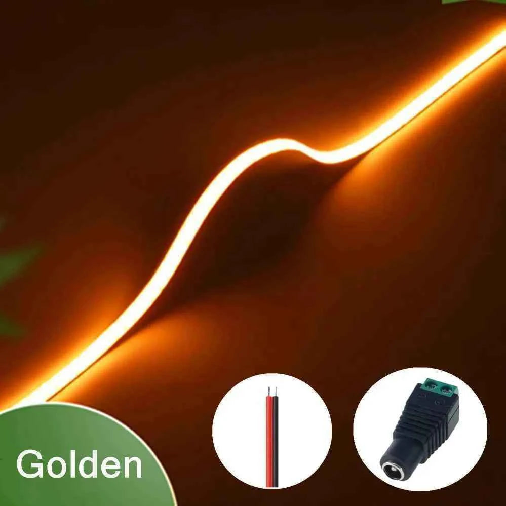 3mm Ultra Thin 12V Colorful COB LED Strip Dimmable 3000K 4000K 6000K High Density Flexible Light 400LEDs For DIY Home Decor Lamp