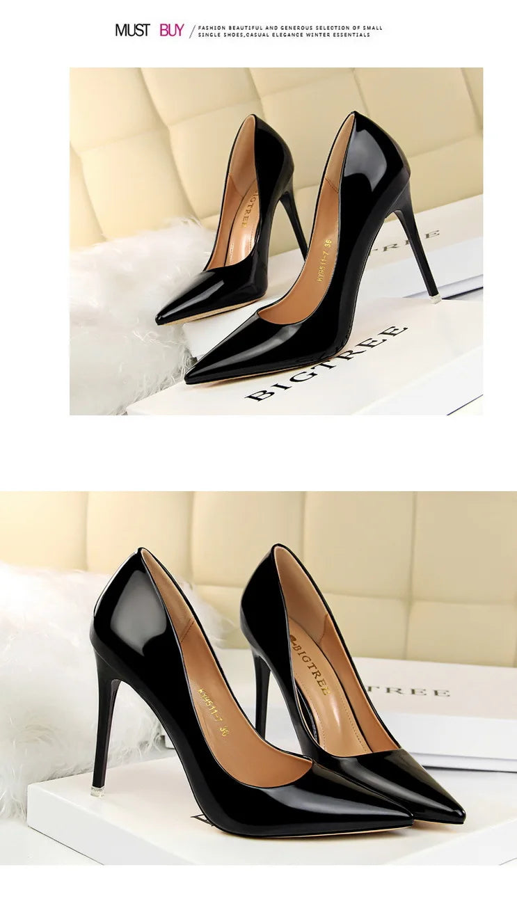 BIGTREE Shoes Classic Pumps Patent Leather Women Pumps Fashion Women Wedding Shoes High Heels Stiletto 10.5 Cm 7.5 Cm Lady Shoes
