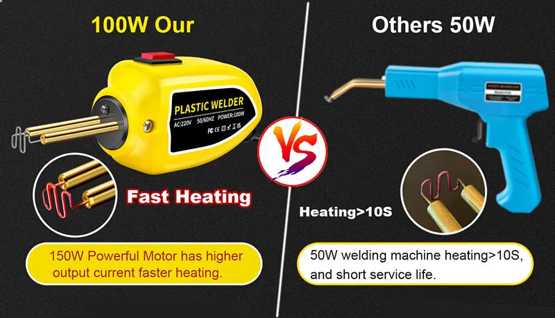 Mini 100W Plastic Welding Machine Plastic Welder Gun 200pcs Hot Stapler Bumpers Heat Gun Plastic Welder Soldering Repair Tools