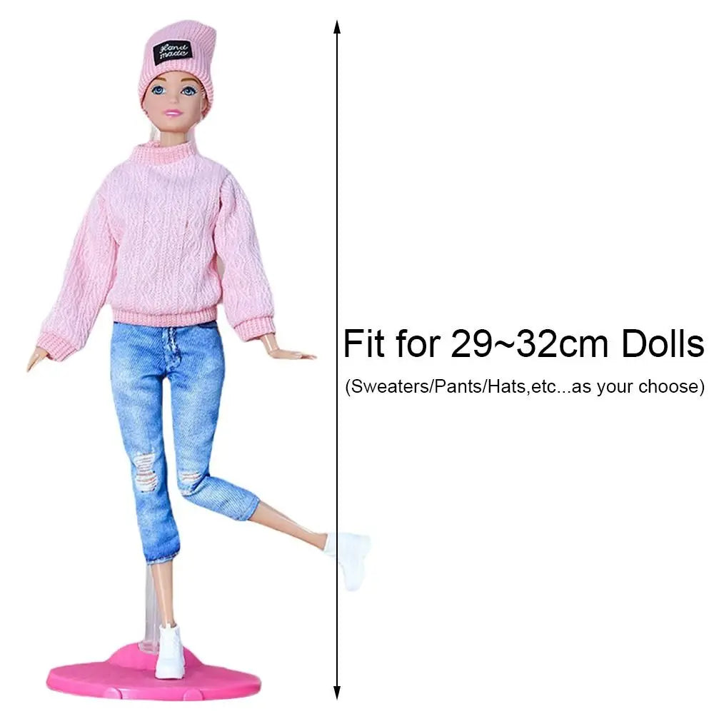 Doll Casual Clothes Hats Winter Wear Sweaters Pants Handmade Girl Doll Wearing Set For 1/6 Doll Clothes Accessories DIY Gift