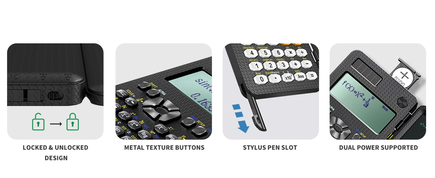 Scientific Calculators for Students 991ES Office Calculators Desktop 4-Line Display Calculator with Erasable LCD Writing Tablet