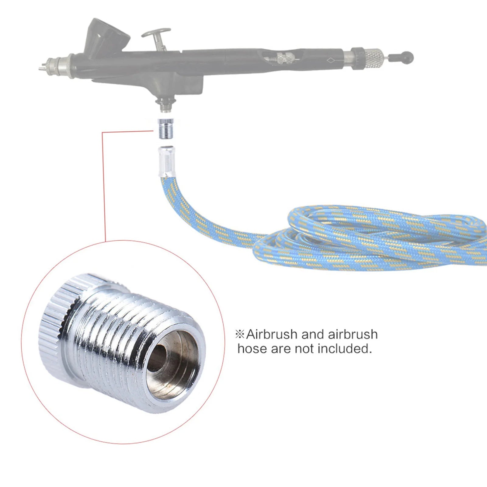 Airbrush Fitting Conversion Adapter for Badger, Convert Thread Size to 1/8" BSP Size Thread Hose Adapter Connector