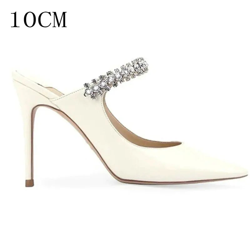 2025 Fashion Women Slippers Pointed Toe High Heels Sandals Sexy Stripper Party Slides Mule Ladies Shoes Slingbacks Slides