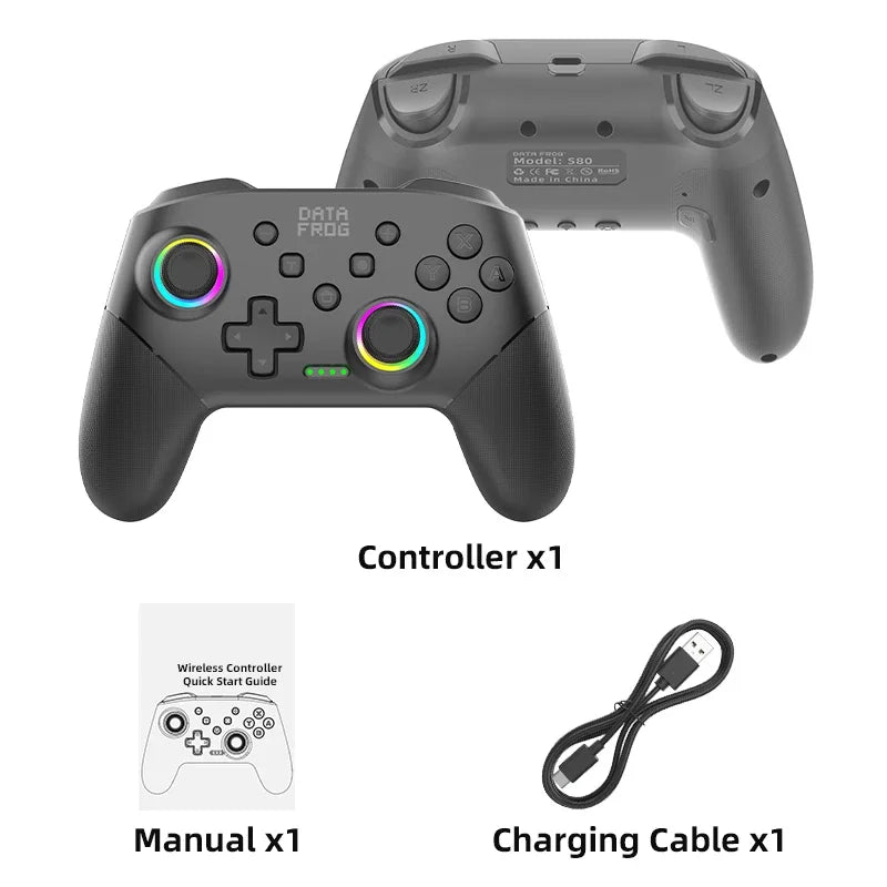 s80 with lights Color Wireless Switch Game Controller – RGB, Turbo & Macro