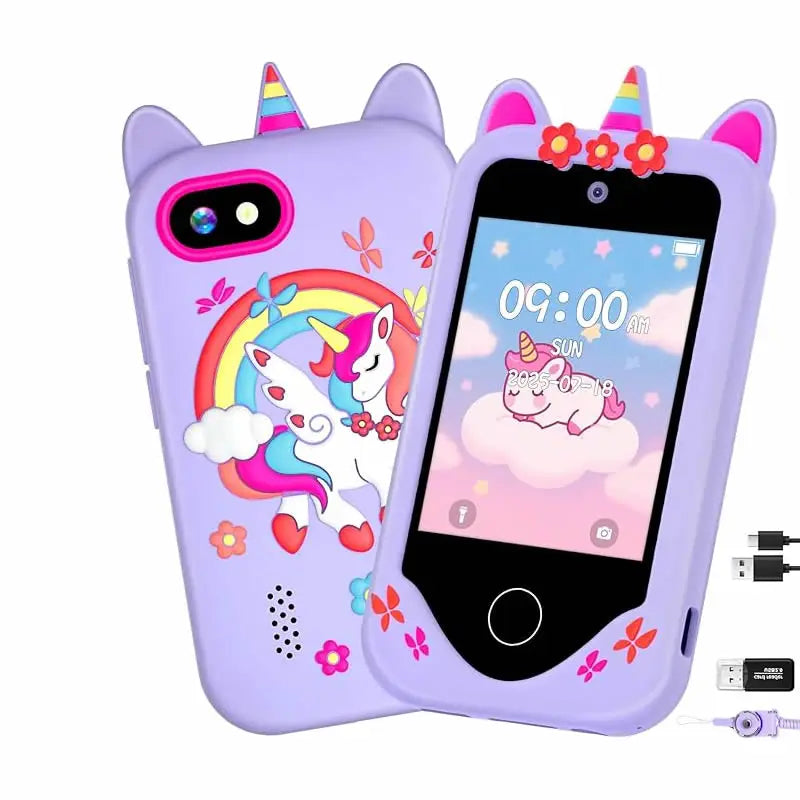 Digital Camera Kids Smart Phone MP3 Player Camera Toys Toys for Girls Touchscreen Unicorn Baby Mobile Educational Boys Age 3-8