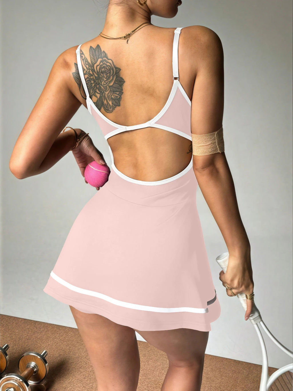 Women's color blocked camisole dress sleeveless tennis sportswear slim fit gym sportswear short skirt