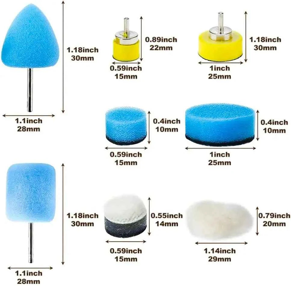 22Pcs Mini Buffing Polishing Pads Kit, Car Details Mini Polisher Foam Pads for Drill Rotary Tool Buffer Tight Area Paint Polish