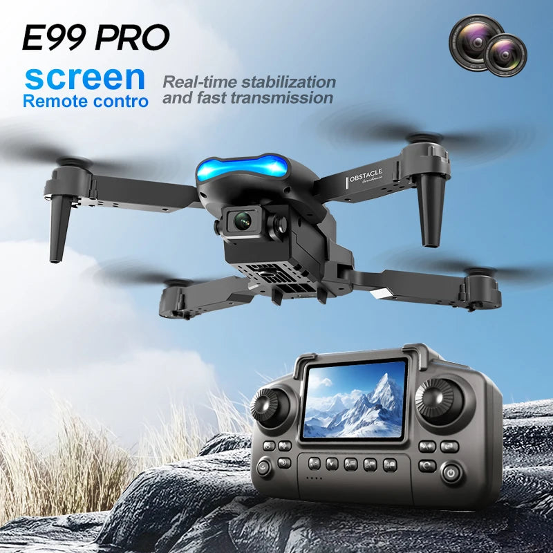 ZNLYRION RC Drone 4K Dual Camera  E99 PRO Optical Flow Obstacle Avoidance Foldable FPV Quadcopter Toy for Beginners